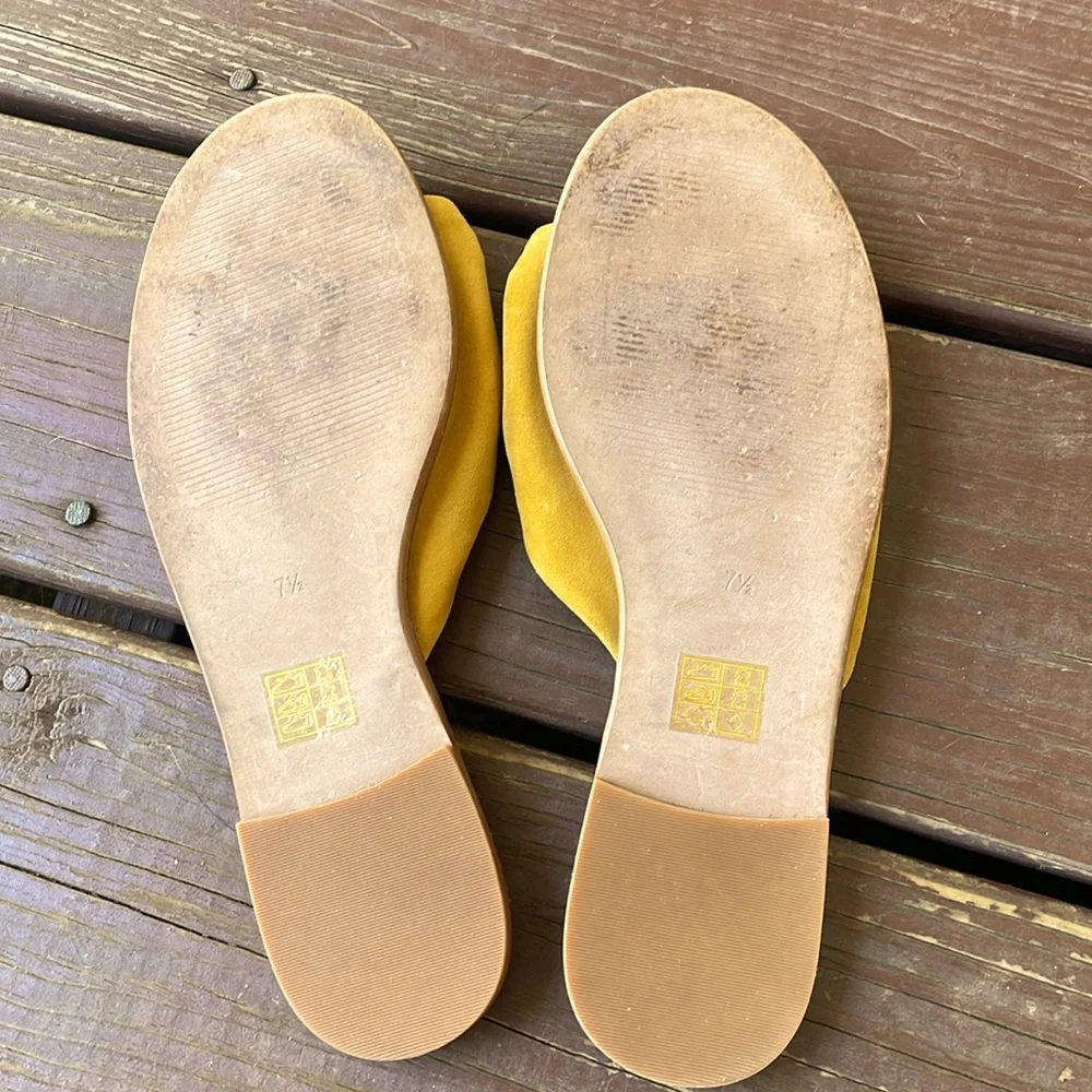 Madewell Mustard Tan Knot Slide Sandals